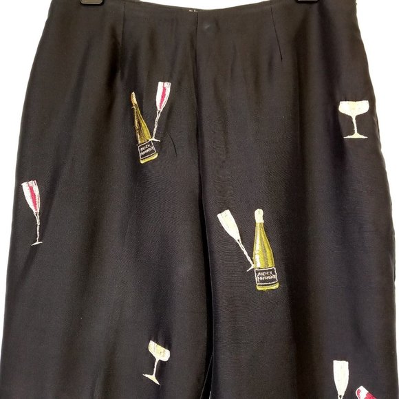 Women's Silk Ankle Pants Metallic Stitch Champagne Glass Size 10 Poly lined - Picture 6 of 13